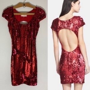 Dress the Population ruby red sequin mini dress